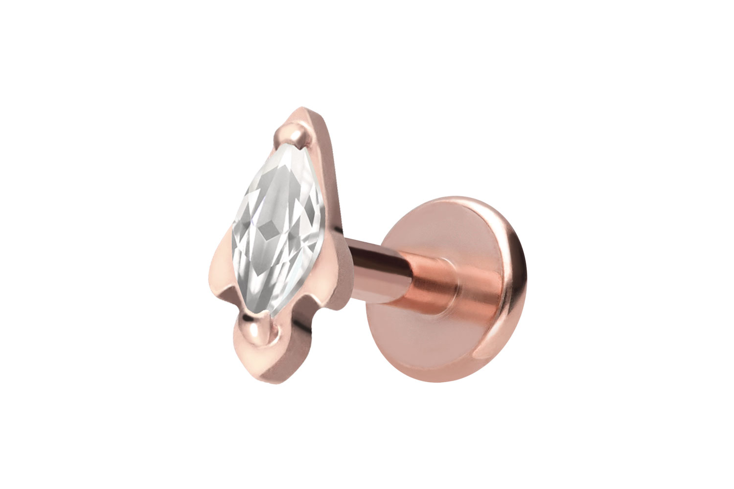 Titan Labret Piercing mit Innengewinde KRISTALLRAKETE